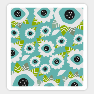 Abstract little flowers in blue Sticker